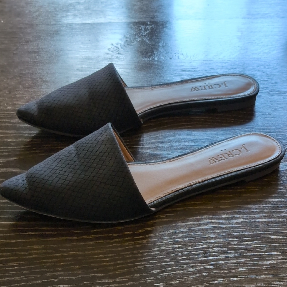 J. Crew Black Textured Mules